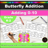 Butterfly Addition Spring Math Adding 0-10 Printable Worksheets