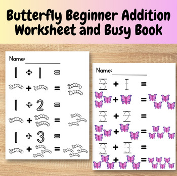 Preview of Butterfly Adding to 20 Math Worksheets - Butterfly addition hands on activity