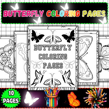Preview of Butterfly Bliss: Coloring Pages Collection 10-coloring  pages for kids