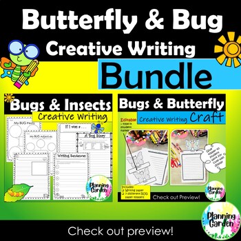 Preview of Butterfly, Bugs Creative Writing Plus Craft Bundle {bulletin board, craft}