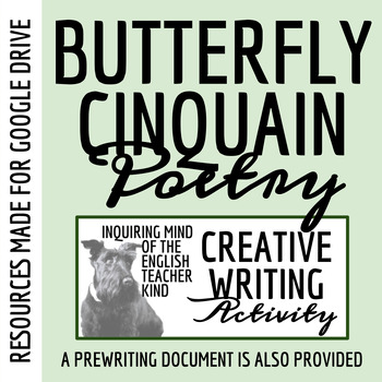 Preview of Butterfly Cinquain Poem Template for High School Creative Writing (Google Drive)