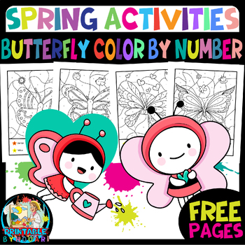 Preview of Butterfly Color by Number - Free Printables Coloring Pages for Kids- freebies