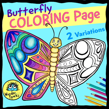 Preview of Free Butterfly Coloring Page | Mindfulness Coloring Pages for Kids