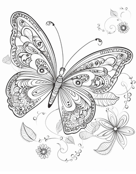 25 Butterflies Coloring Book, Adults kids Instant Download