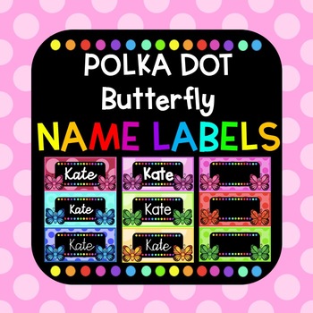 School Name Tags - Girl Name Labels, Watercolor Butterflies – Modish Labels