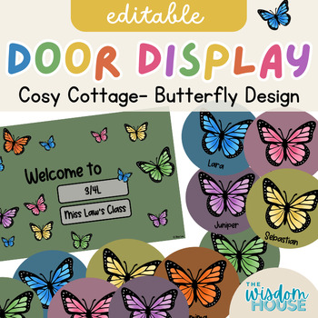 Preview of Butterfly Door Display | Editable | 2024 CLASSROOM COTTAGE DECOR