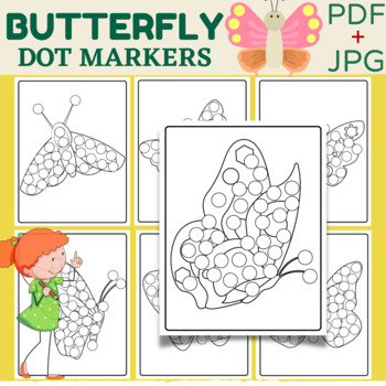 Preview of Butterfly Dot Markers Printables | Spring Theme Coloring Pages For Kids,Bingo!!