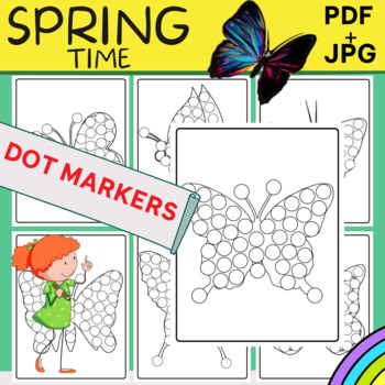 Butterfly Dot Markers Printables | Spring Theme Coloring Pages For PreK #4
