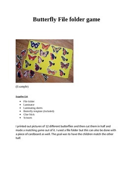 Preview of Butterfly File folder game