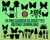 Butterfly Garden Silhouettes Clipart Bundle - Png Gardenin