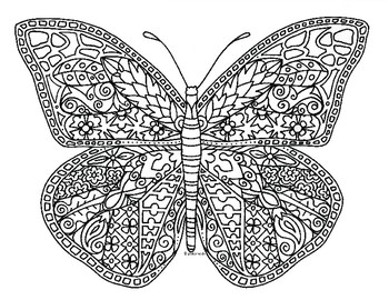 Butterfly Coloring Pages - Zentangle Adult Coloring Books — Bessie