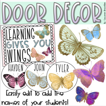 Preview of Butterfly Wings Spring Door Decorations Bulletin Board Display EDITABLE