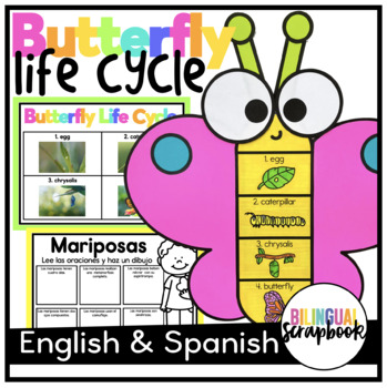 Preview of Butterfly Life Cycle Craft and Activities in English and Spanish