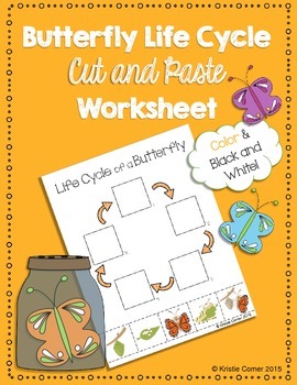 Preview of Butterfly Life Cycle Cut and Paste Worksheet