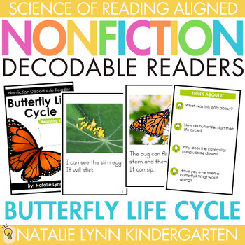 Preview of Butterfly Life Cycle Differentiated Nonfiction Decodable Readers Butterflies K-2