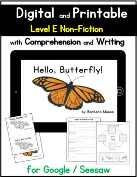 Preview of Butterfly Life Cycle Digital Book w/ Worksheets & Writing for Google + SEESAW 