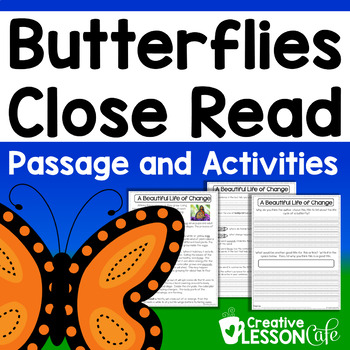 Preview of Spring Reading Butterfly Life Cycle - Butterflies Close Read (2nd and 3rd)