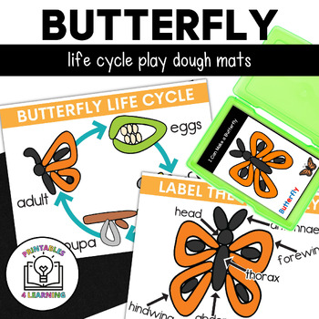 Butterfly Life Cycle Playdough Mats by Printables 4 Learning | TPT