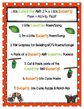 Preview of Butterfly Life Cycle Poem & Activity Pack