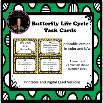 Preview of Butterfly Life Cycle Science Task Cards or Scoot Game