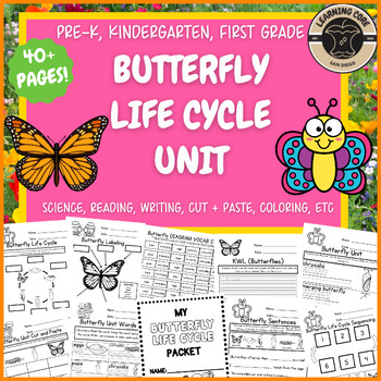 Preview of Butterfly Life Cycle Science Worksheets Butterflies PreK Kindergarten First TK