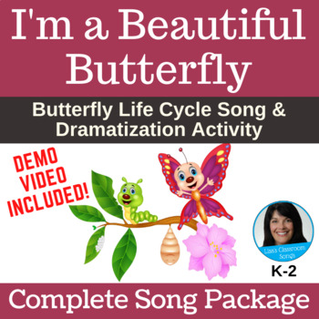 Preview of Butterfly Life Cycle Song & Activity | Dramatization | mp3s, PDF, SMART, Video