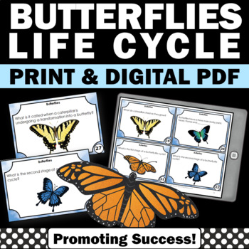 Preview of All About Butterflies Task Cards Science Centers Research Project Digital Easel