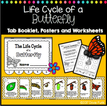 Butterfly Life Cycle Unit - Posters, Worksheets, 5-Page Tab Book by ...