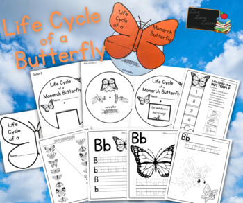Preview of Butterfly Life Cycle Wheel and Handwriting/Spelling Worksheets