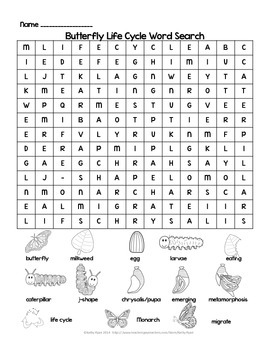 Butterfly Word Search Free Printable