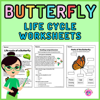 Preview of Butterfly Life Cycle worksheets Packet