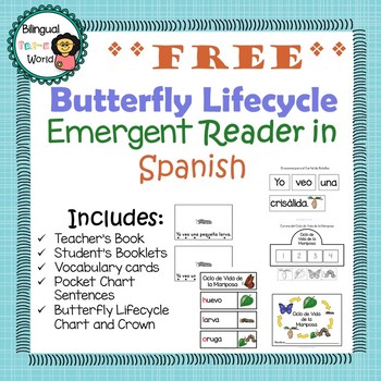 Preview of Butterfly Lifecycle Emergent Reader in ***SPANISH*** FREEBIE