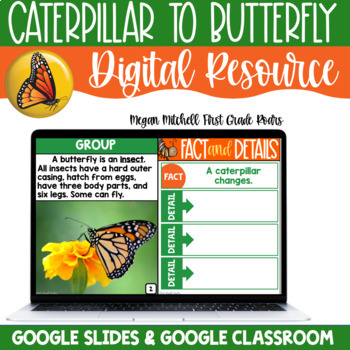 Preview of Butterfly Lifecycle Nonfiction Informational Text Digital Google Slides 