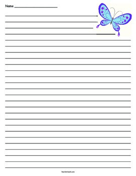 Butterfly Lined Paper by Teacher Vault | Teachers Pay Teachers