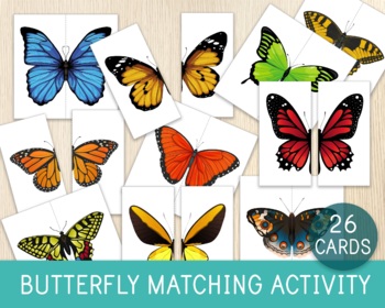 Preview of Butterfly Matching Activity - 26 Puzzles - Symmetry - Matching Games