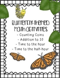 Butterfly Math Activities - Money, Time, Addition