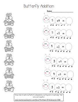 butterfly mathaddition subtraction worksheets by the magic of