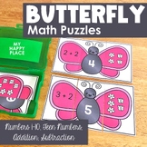 Butterfly Math Puzzles - Spring Math Center - Numbers, Addition, & Subtraction