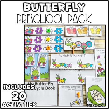 Preview of Butterfly Math and Literacy Centers and Activities for Preschool, Pre-K