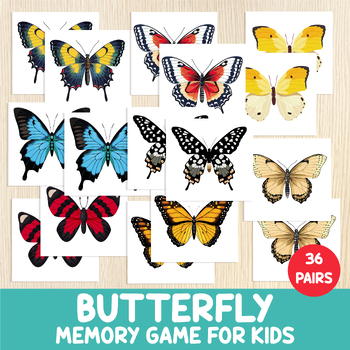 Preview of Butterfly Memory Game, Matching Activity, Spring Game, Matching Skills, Centers