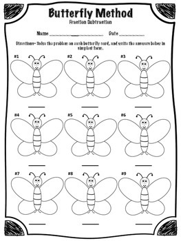 butterfly method of fraction subtraction math center common core