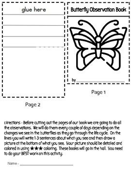 Butterfly Observation Book by Early's Education | TPT