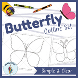 Butterfly Outline Set: Printable, Black and White Template