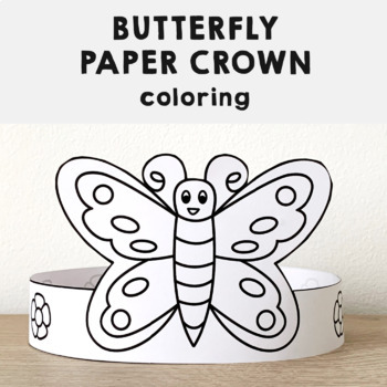 Preview of Butterfly Paper Crown Printable Animal Insect Coloring Craft Activity