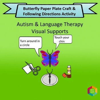 Preview of Butterfly Paper Plate Craft and Speech Therapy Lesson Plans with Visual Support