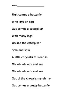 Preview of Butterfly Poem