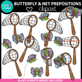 Preview of Butterfly Prepositions Clipart | Spring Animals Clipart | Positional Clipart