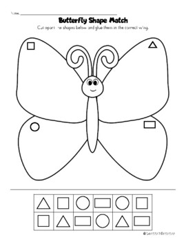 Butterfly Shape Match by Leanna's Bananas | TPT