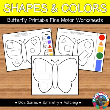 Butterfly Shape and Color Fine Motor Worksheet includes Dice Games ...