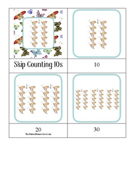 Preview of Butterfly Skip Counting 10s 3-part cards